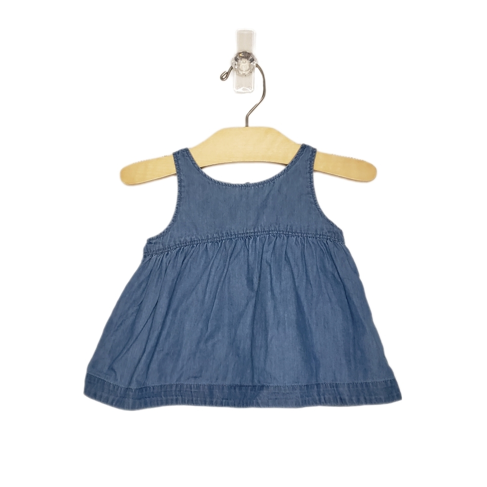 Baby Gap 12-18m Blue Denim Jean Sleeveless Swing Top Flyaway Open Back